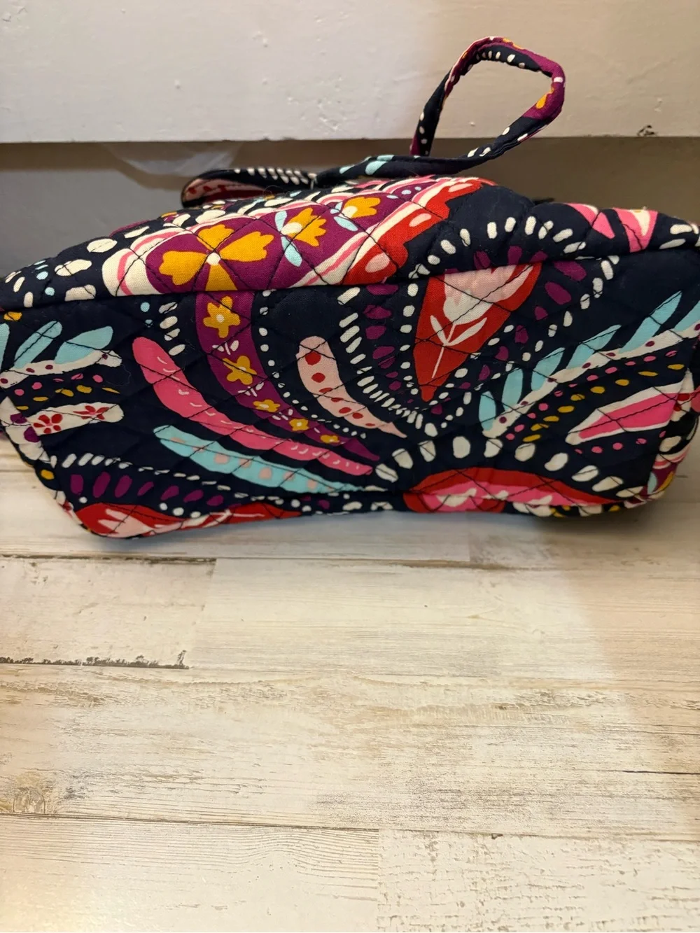 Vera Bradley Quilted Navy Backpack with Multi-Color Paisley Retired Pattern